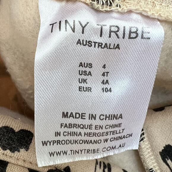 Tiny Tribe Girls Jumpsuit 4T Beige Black Abstract Animal Print Ruffle Straps - Picture 10 of 12